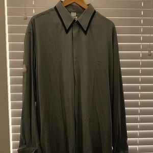 Mens long sleeve grey with black scented Collar